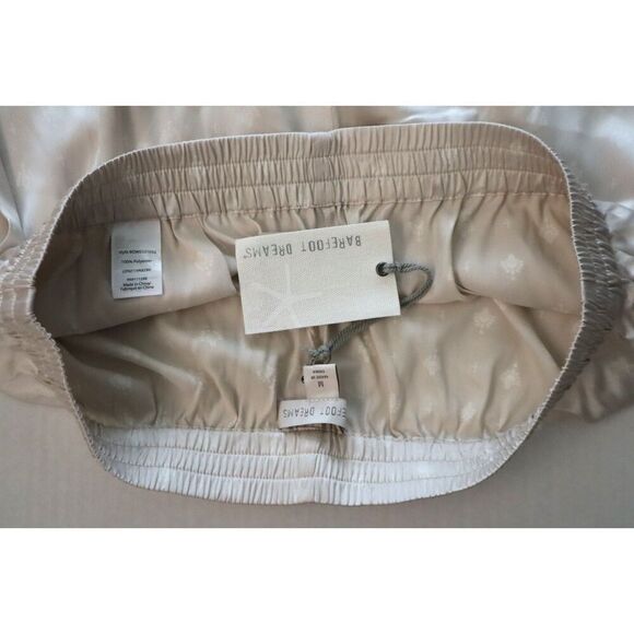 Barefoot Dreams Women Sz M Stone Scattered Paisleys Washed Satin Wide Leg Pants - Picture 5 of 10